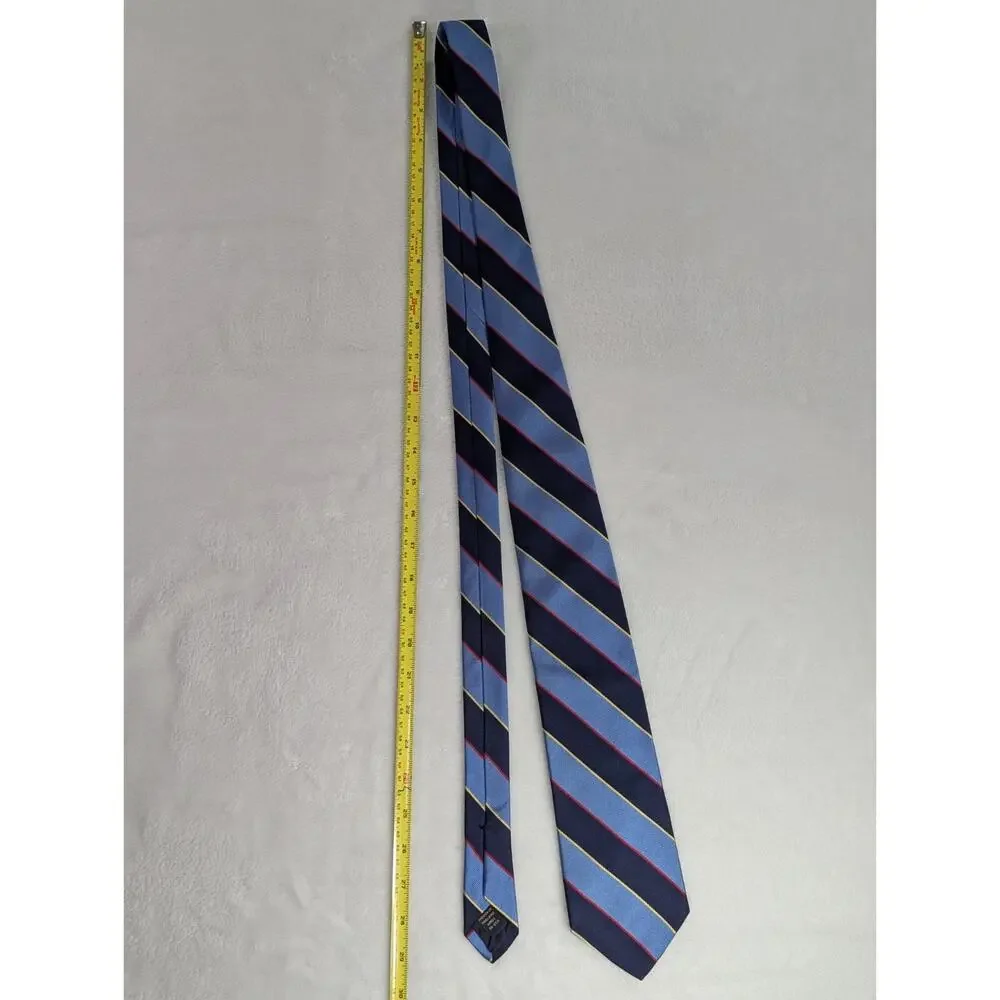 Vintage Brooks Brothers Makers Silk Repp Stripe Tie Made In USA Navy Blue Red